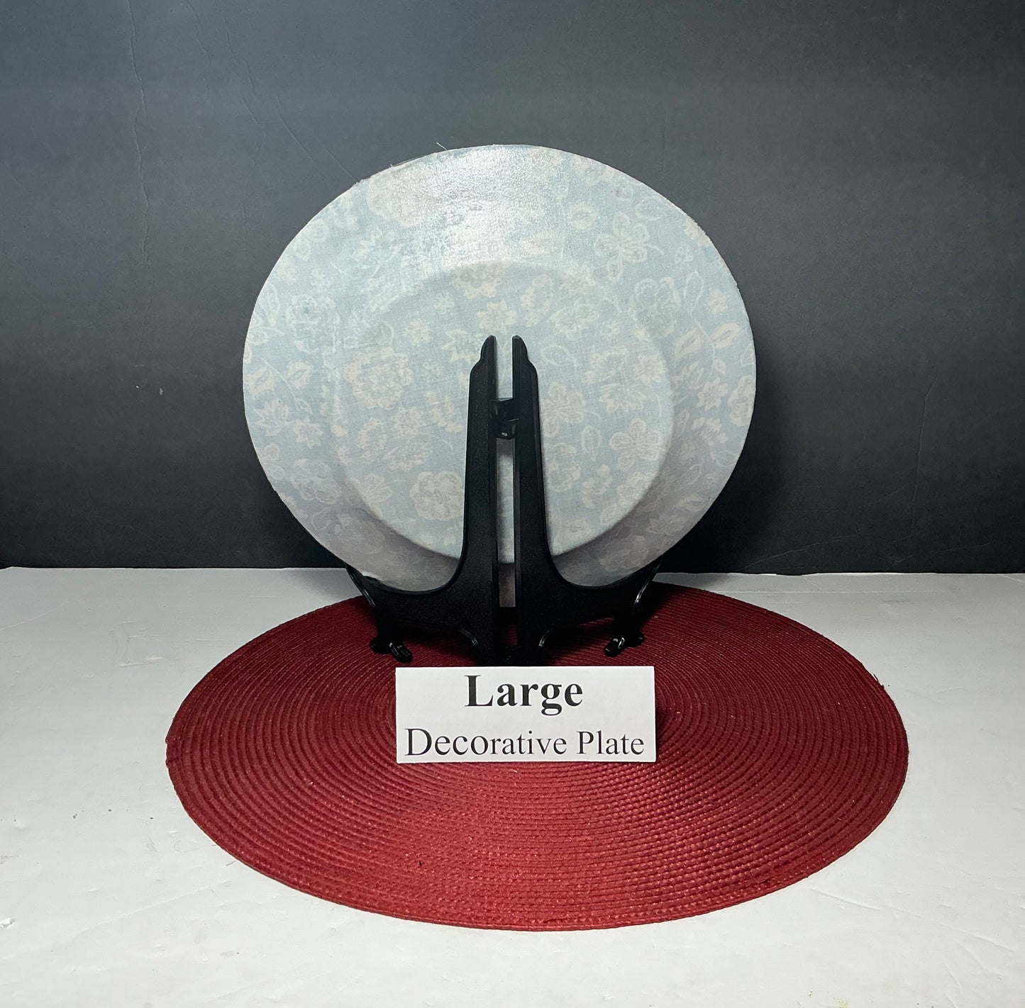 Large Flower Pattern Decorative Plate + Black Display Stand