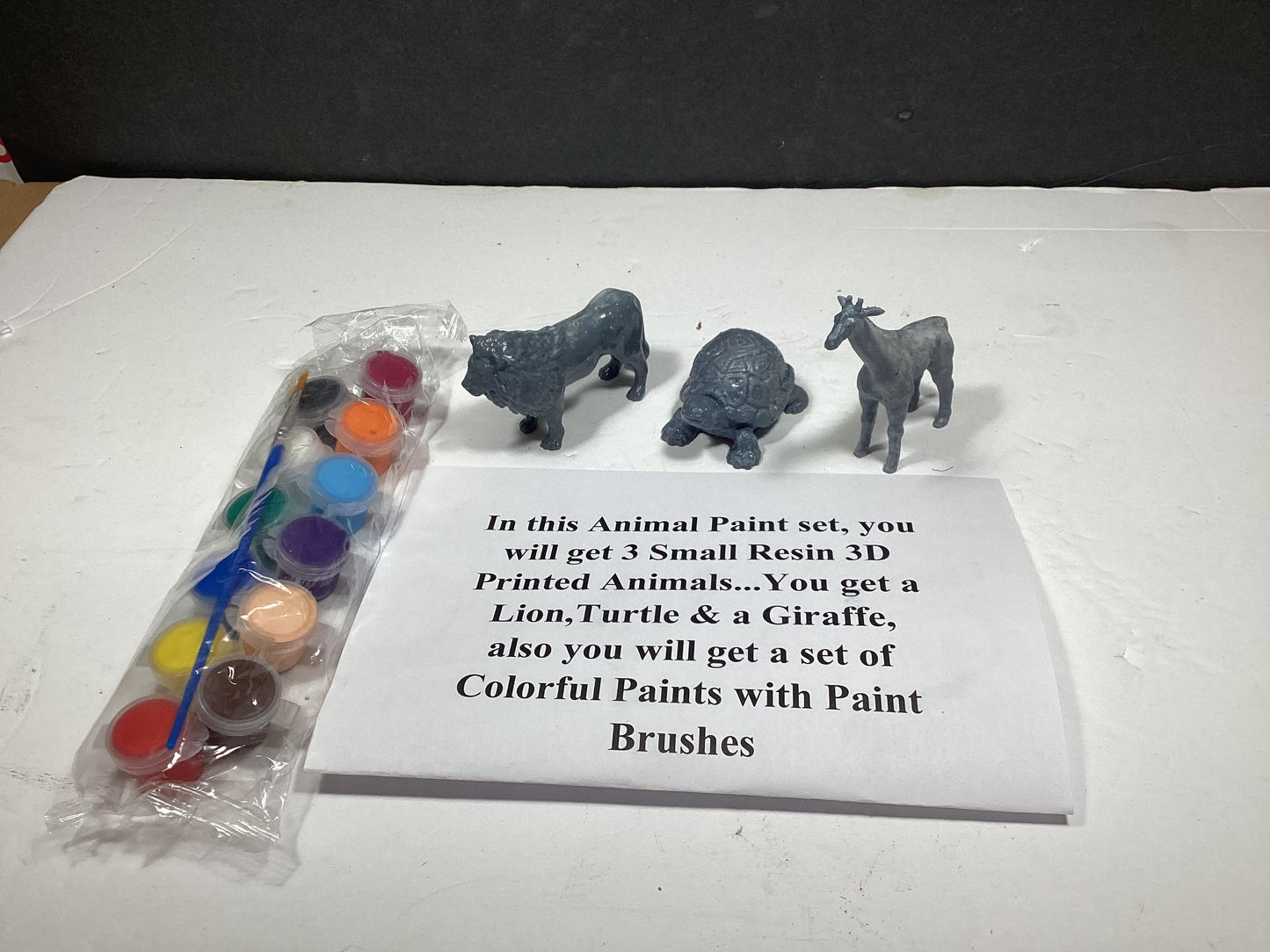 Small Resin Turtle,Lion & Giraffe Paint Set