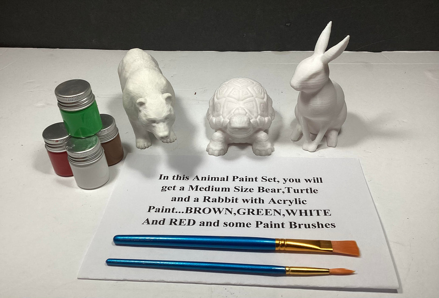Mediun Size BEAR,RABBIT & TURTLE Paint Set