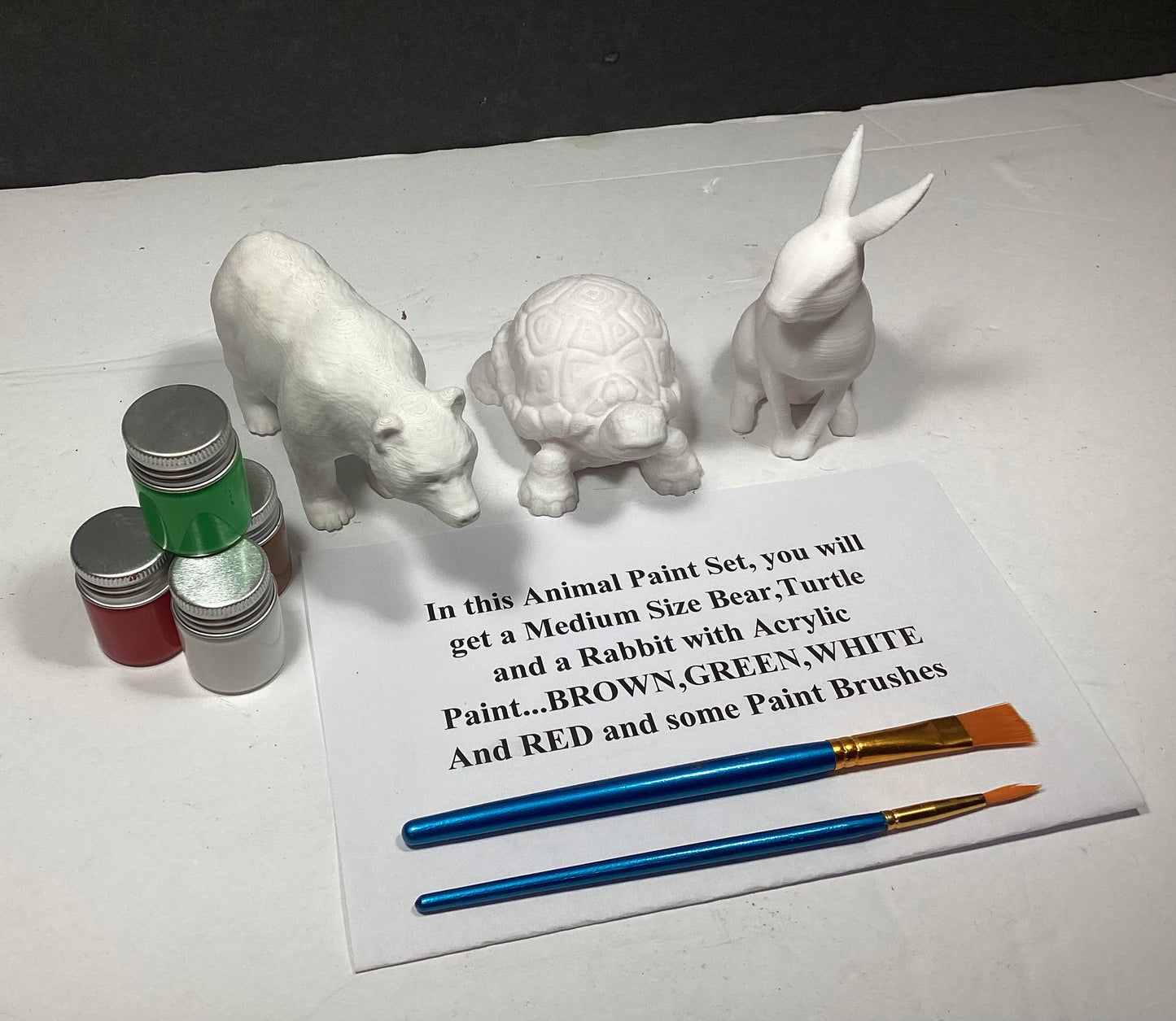 Mediun Size BEAR,RABBIT & TURTLE Paint Set