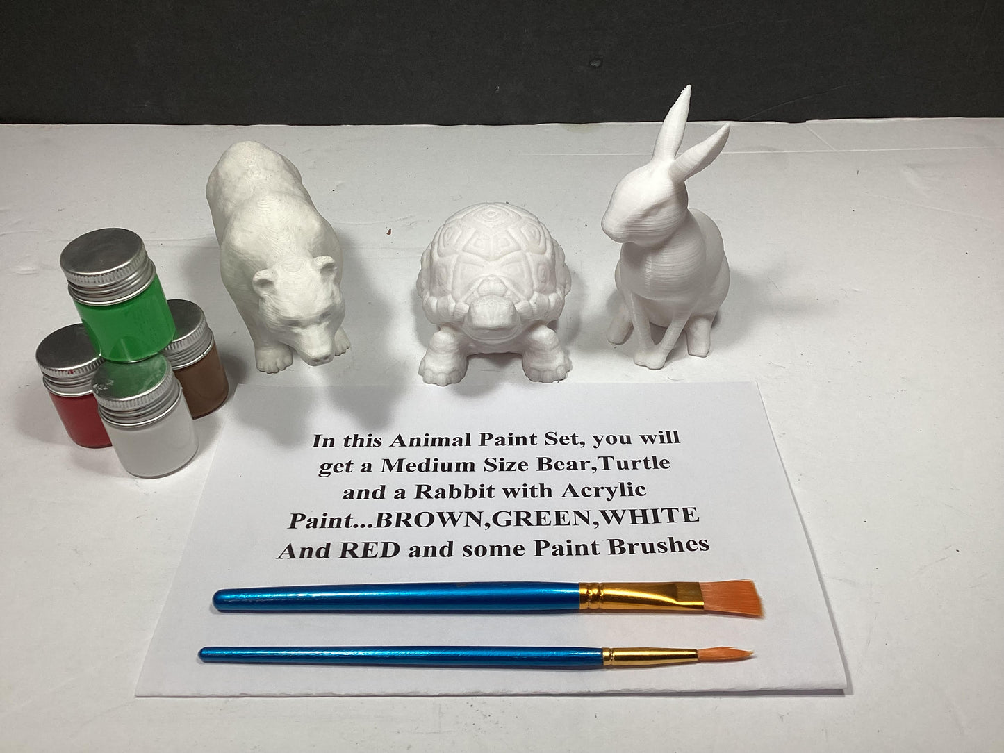 Mediun Size BEAR,RABBIT & TURTLE Paint Set