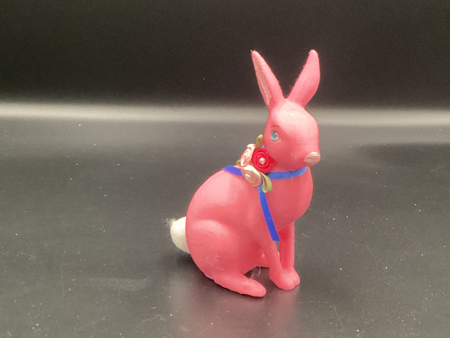 Small Pink Rabbit with Blue Bow