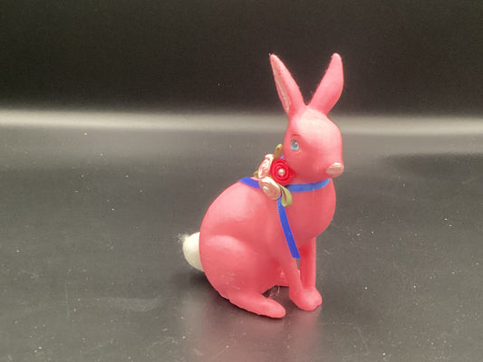 Small Pink Rabbit with Blue Bow