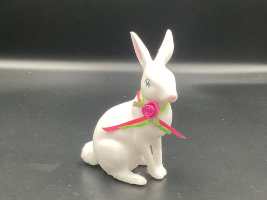 Small Rabbit Figurine with Pink Bow