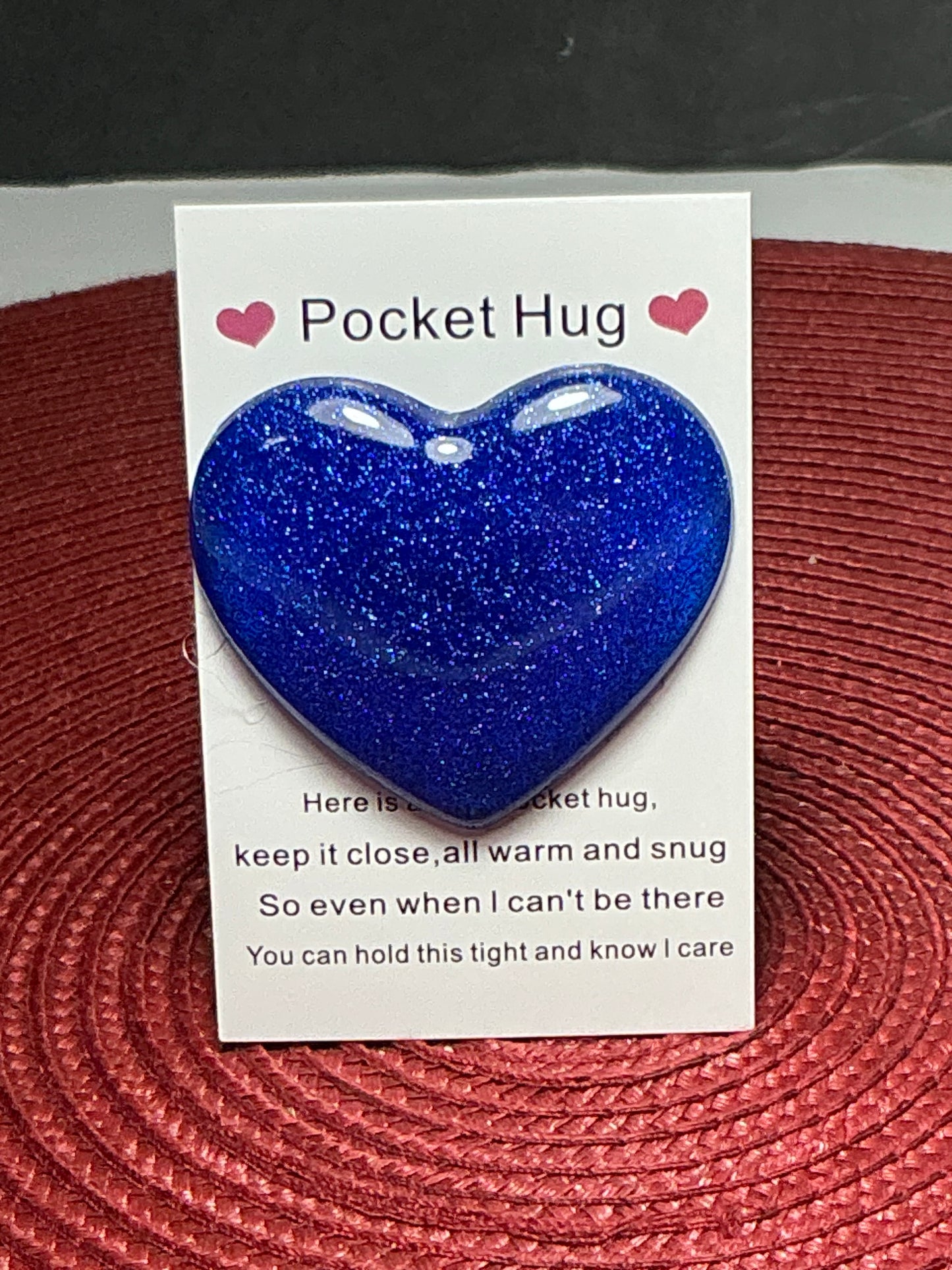 Sapphire Blue Glitter Pocket Hug