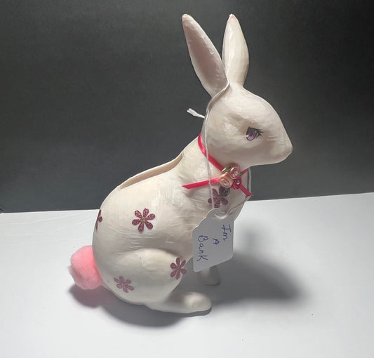 Large White/Pink Rabbit Bank