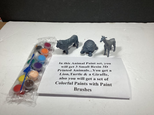 Small Resin Turtle,Lion &  Giraffe Paint Set